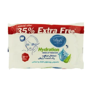 دستمال مرطوب پاک‌کننده آرایش دافی مدل اکسترا Hydration (۲۷ عددی)